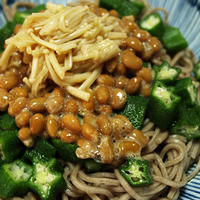 手作りなめ茸でねばねばぶっかけ蕎麦