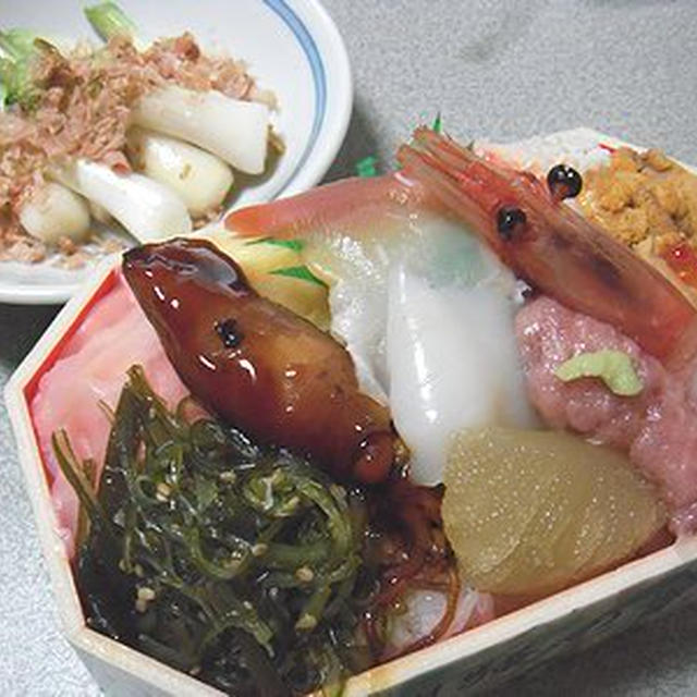 海鮮ちらし寿司と島らっきょうを真似て