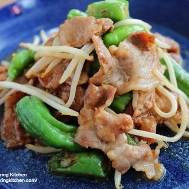 もやし１袋を使った献立その①【レシピ】豚こま肉とししとうのにんにく味噌炒め