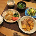 炊飯器で豚じゃがと蓮根の挟み焼の晩ご飯　と　寒アヤメの花♪