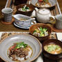 つゆだく牛丼の晩ごはん。くるみがらみの田作りと栗きんとん。
