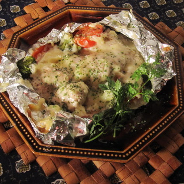 野菜とササミのマヨチーズホイル焼き