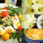 ■季節料理【花オクラ／モロヘイヤ／鮭中骨缶のサラダ風酢の物】ヘルシーで　栄養満点！！です。