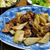 砂肝と蓮根の炒め物。焦がしバター醬油
