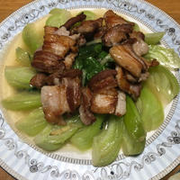 群馬県産チンゲン菜の青菜炒めと塩豚ソテー