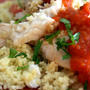 Seafood and Couscous with Curried Tomato Sauce魚と一緒にクスクスを炊く、カレートマトソースがけ