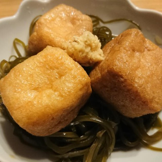 厚揚げと生切り昆布の煮物
