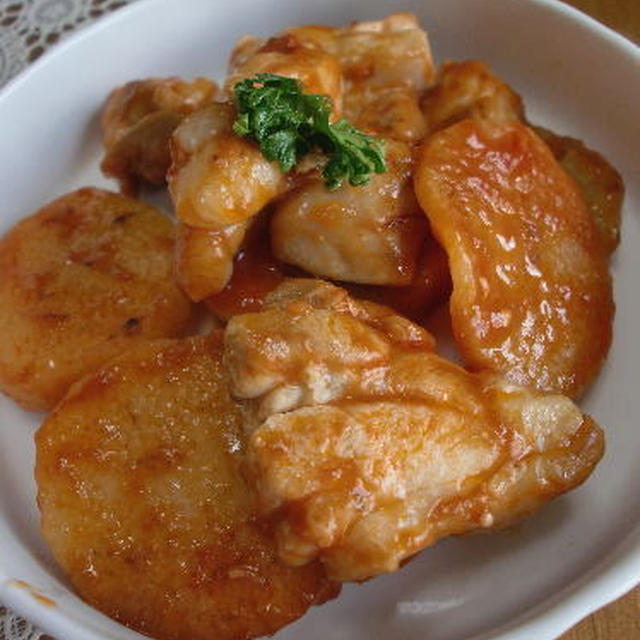鶏もも肉と長芋のケチャップ炒め　レシピ