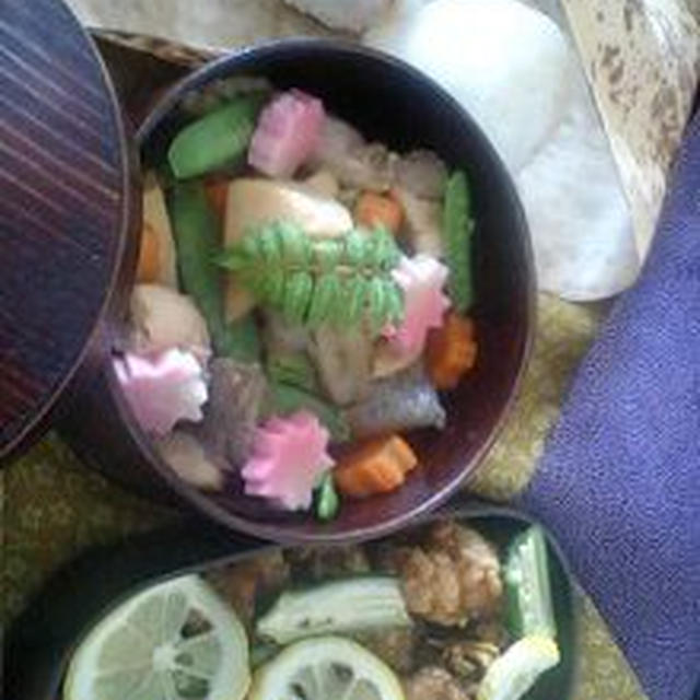 春なお弁当♪～筑前煮、鶏から～