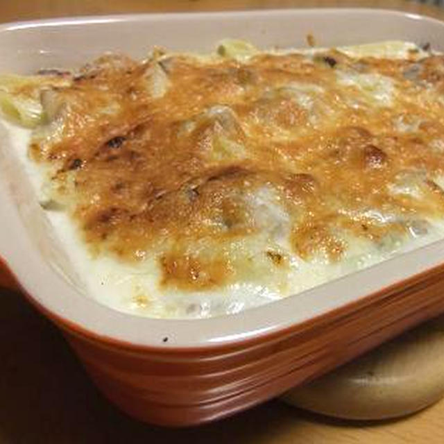 魚焼きグリルでチキングラタン
