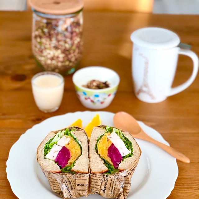 甘酒酵母の山型食パン　de　サンドイッチ。。。