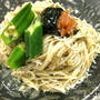 冷蔵庫のお掃除食材♪♪ 海苔の佃煮と粉チーズの梅味素麺。°
