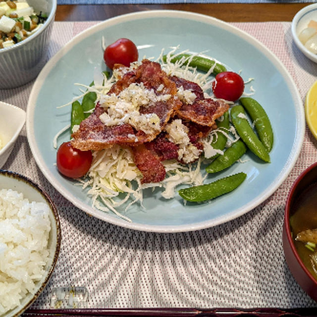 カリカリ豚肉のネギ塩レモンダレかけ