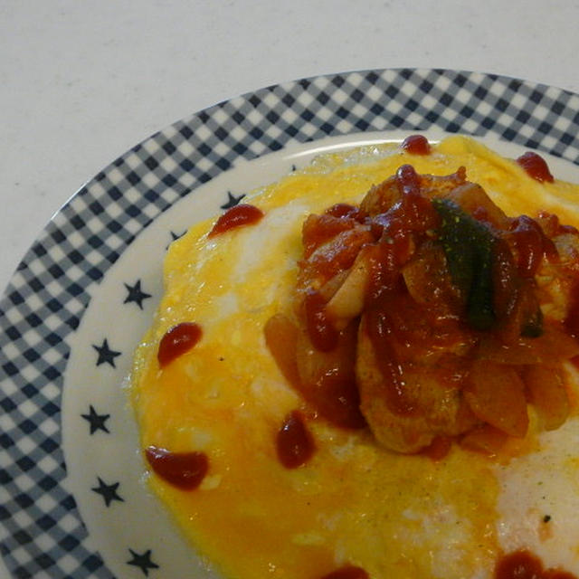 チキンのせオムライス