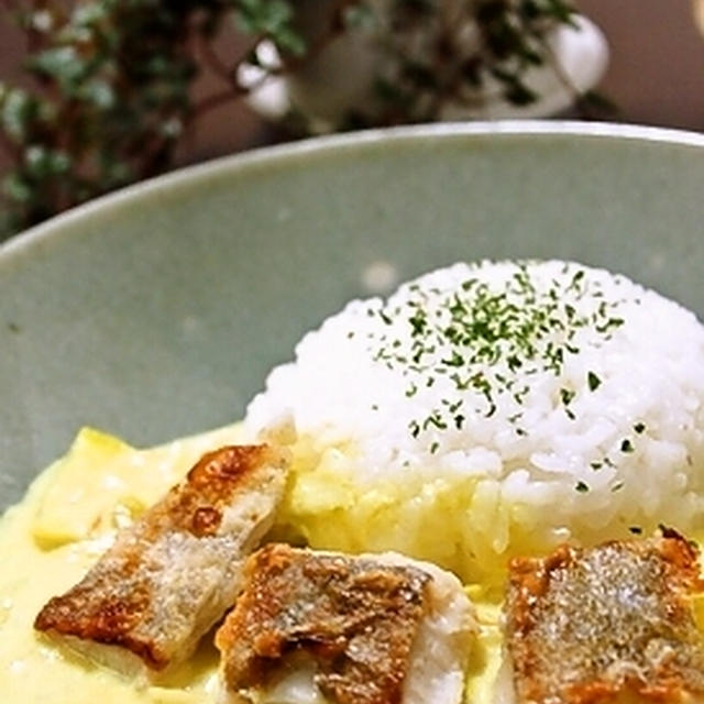 鱈のクリ～ミ～カレーの晩ごはん