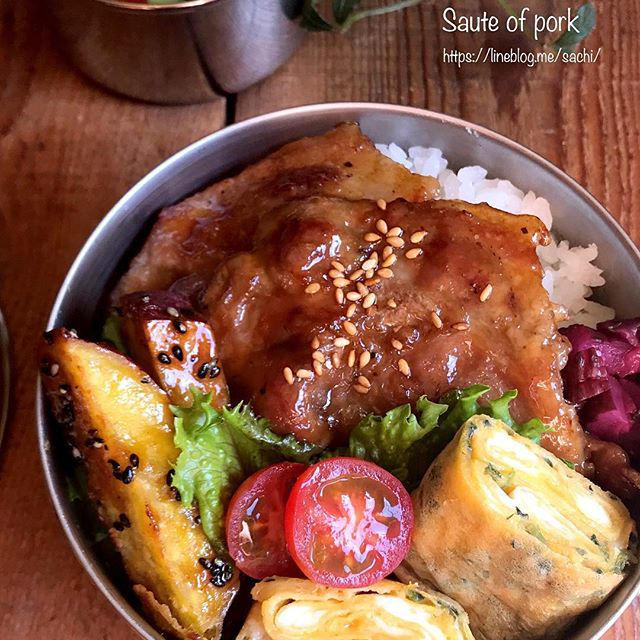 甘辛豚ロースのソテーのっけ弁当♡【#お弁当#のっけ弁】