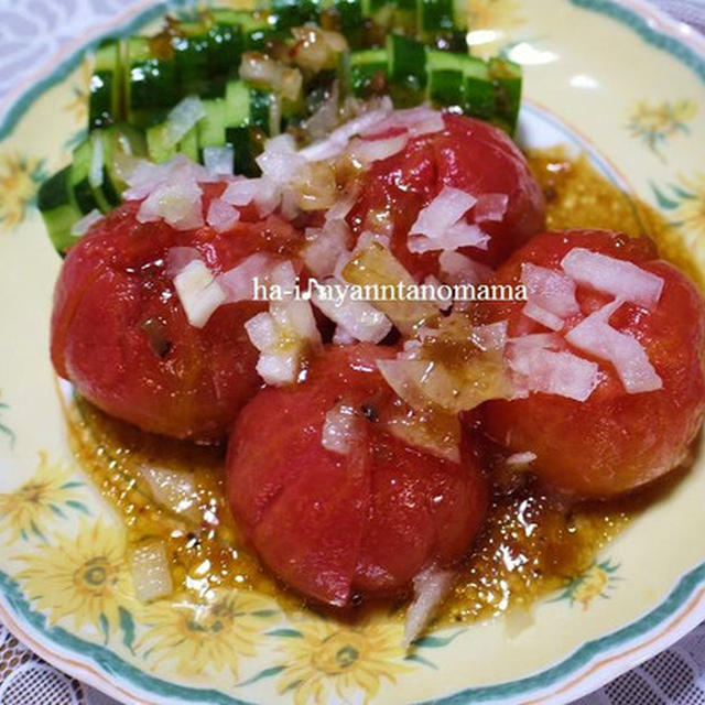 旬のトマトを食べましょう♪＜完熟トマトのシンプルサラダ＞と＜イエローアイコちゃんのはちみつ漬け＞