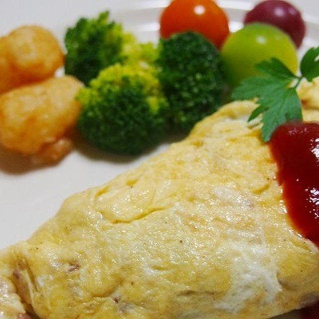 じゃがいもとチーズ入りオムレツ　ちょい失敗！？　でも美味しい！