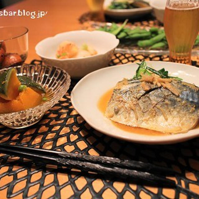 ストウブで『鯖の味噌煮』の献立。