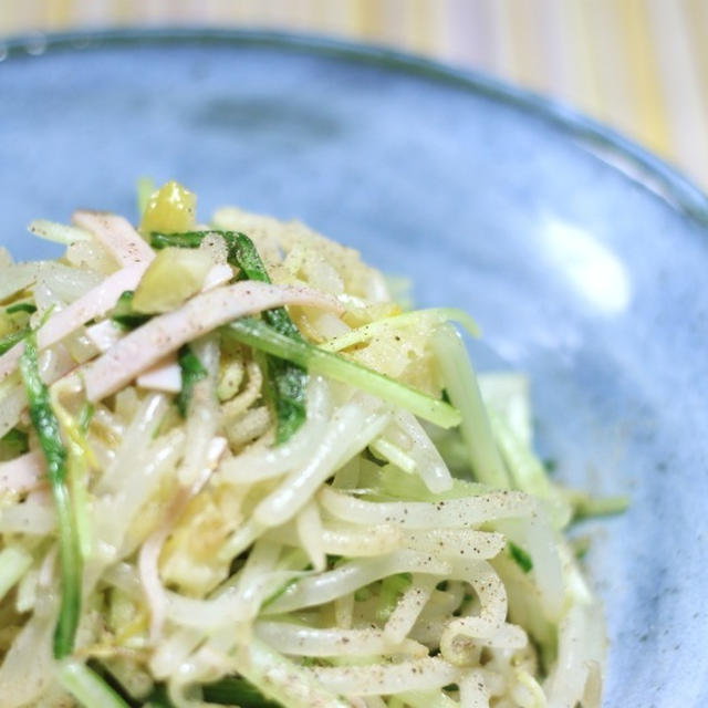 塩レモンでもやしと水菜のサラダ