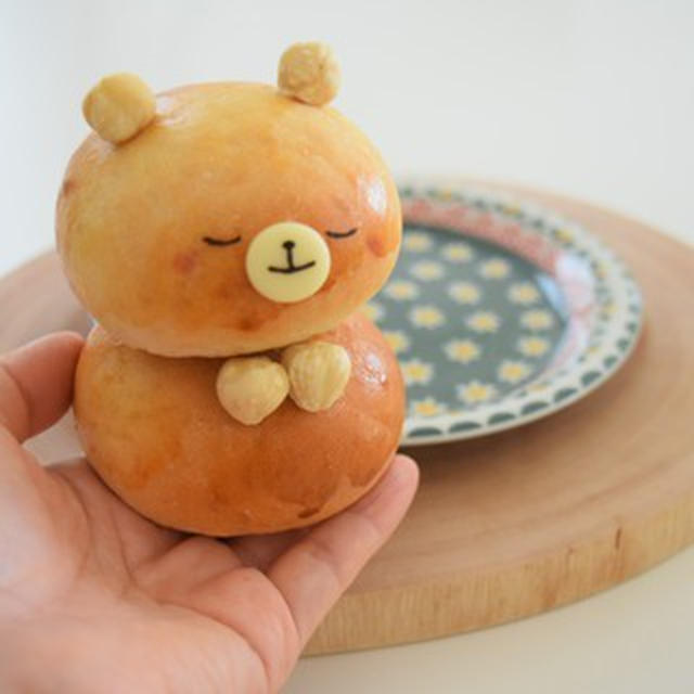 30分丸パンで♪ぽっちゃりくまパン♡