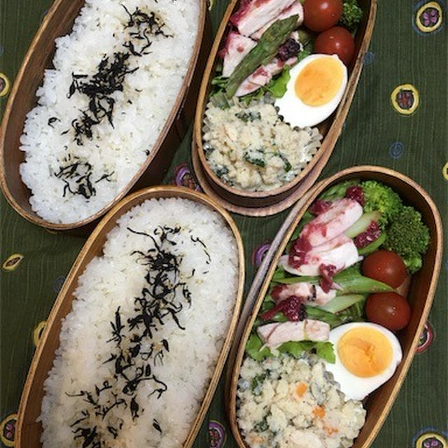 20170529鶏むね肉とアスパラの梅肉和え弁当
