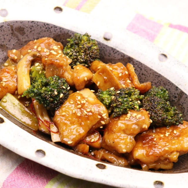 鶏肉とブロッコリーの甘辛煮炒め