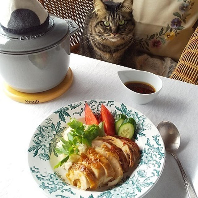 ロティサリーチキンのリメイク！カオマンガイ ＆ あさりと♪