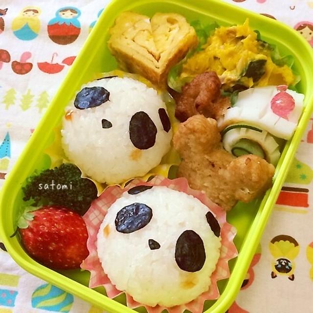 幼稚園弁当☆　双子パンダ弁当