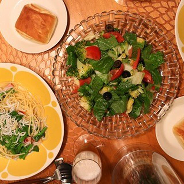 『しらすと菜の花のスパゲッティ』の夜ごはん。