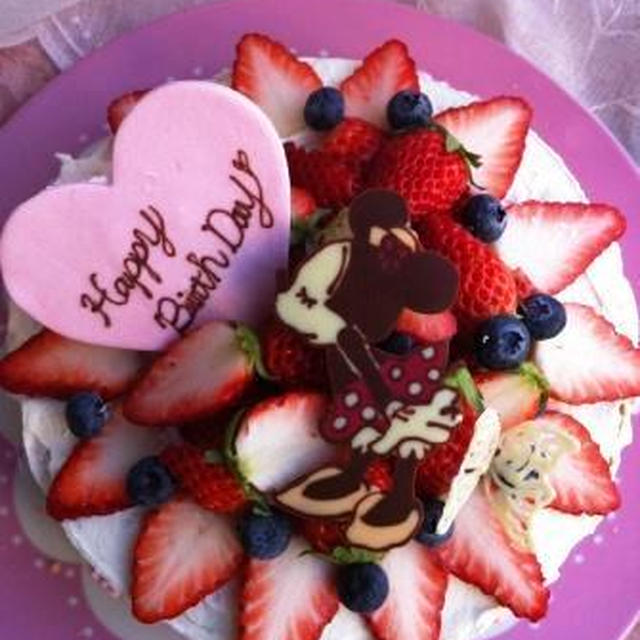 ミニーちゃんチョコプレート♡キャラデコレーションケーキ♡誕生日