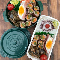人参とピーマンの肉巻き弁当とおやつ