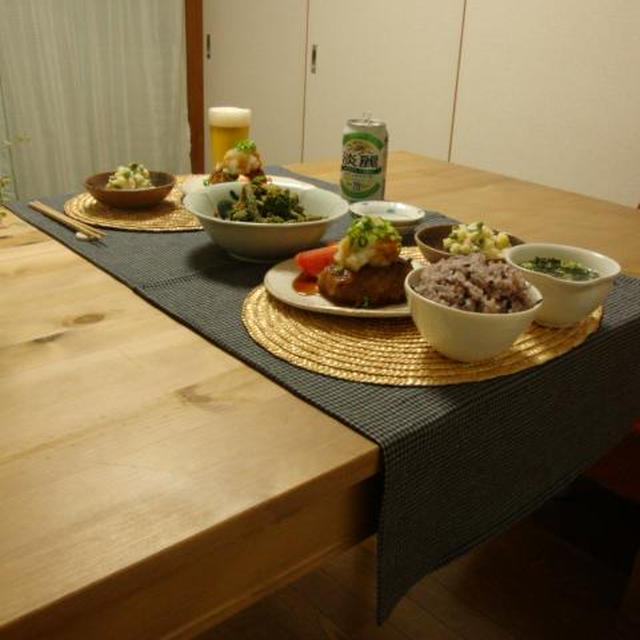 葱としし唐の和風ハンバーグ