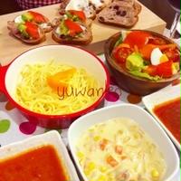 3種のソースでつけパスタ。