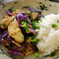 紫キャベツと豆腐の味噌炒め