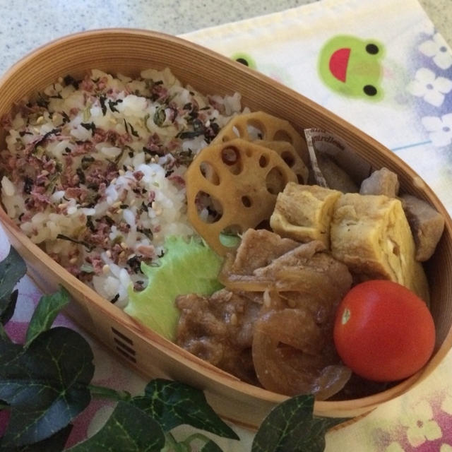 豚肉の生姜焼き弁当♪2014.11.6