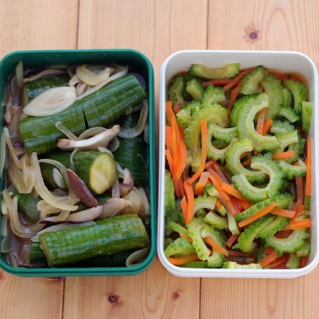 夏野菜の常備菜とナスの甘辛炒めのプレートランチ