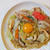 卵を割って、月見焼うどん