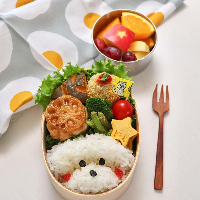 可愛いお弁当を旦那に持たせる嫌がらせ弁当「立体的！ワンちゃん弁当」