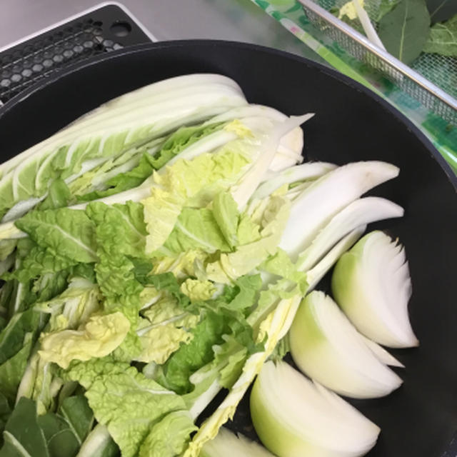 11月第３週の教室、白菜を縦に焼く！
