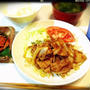 生姜焼き定食 に牛乳……