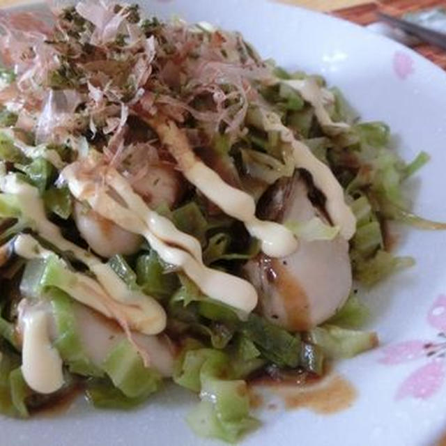 岡山の人気カキオコ風☆　牡蠣とキャベツソース炒め