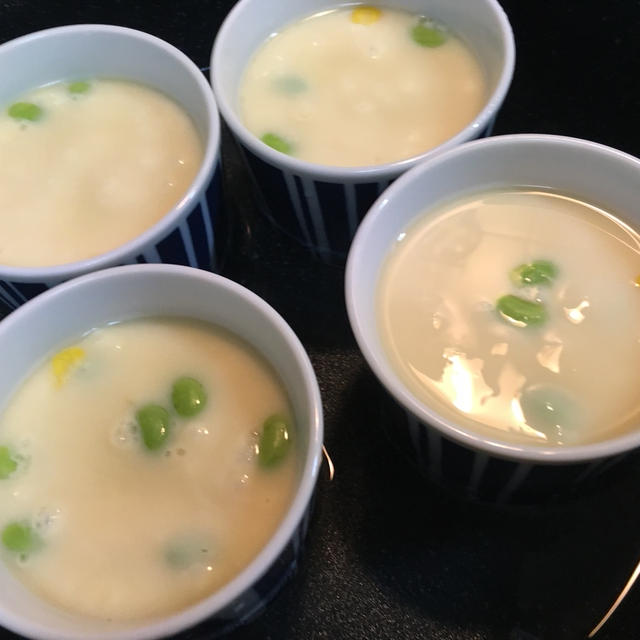 レシピブログのくらしのアンテナ紹介レシピ！「枝豆とコーンの茶碗蒸し」