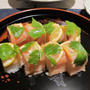 スモークサーモンの押し寿司＆干し柿の箸休め