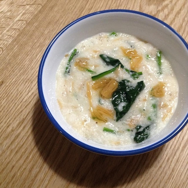 子供もご飯を搔き込む山芋料理　「なめ茸とほうれん草の山芋和え」