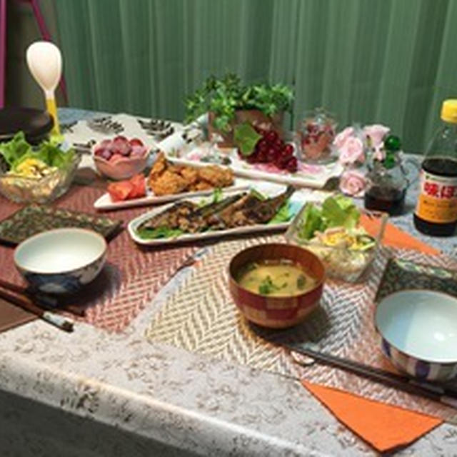 サンマのバター焼きとマカロニサラダ