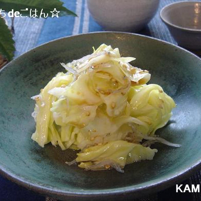 蒸しキャベツのじゃこポン♪じったんの器で?☆