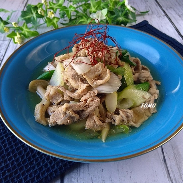 ぐんまクッキングアンバサダー♪味付けは麺つゆだけ！下仁田ねぎと豚肉の麺つゆ煮