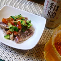いつもの和食とビール☆かつおで和膳をいただく