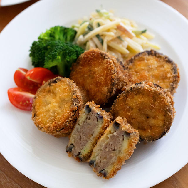 なすとひき肉とはさみフライ♩